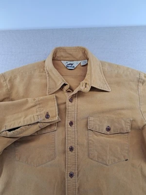 Vtg Duxbak Chamois Heavyweight Flannel Shirt Men Large Hunting Yellow Brown Tan - Image 1 of 4