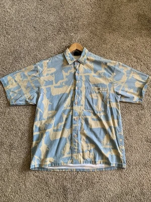 Gotcha Surf Shirt Men’s Vintage 90s Hawaiian Button Up Blue Yellow Print LARGE - Image 1 of 4