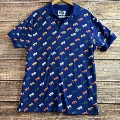 Polo Billionaire Boys Club Para Hombres Extra Grande Azul AOP Logo Spellout Azul Foto 1 de 4