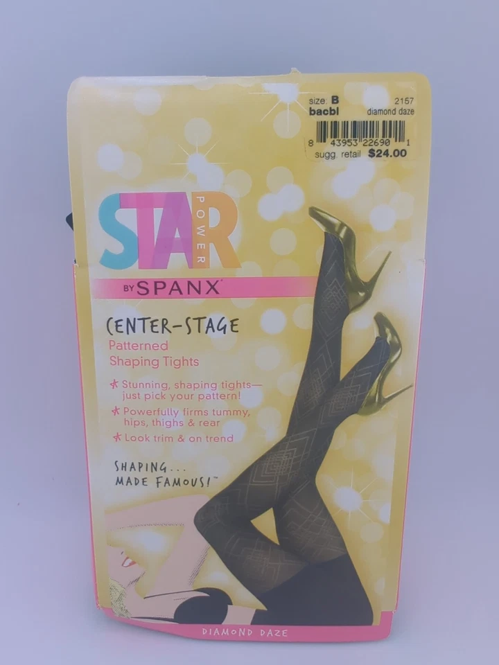 Medias para mujer Spanx Star Power Center Stage Diamond Daze talla B negras nuevas con etiquetas Foto 1 de 4