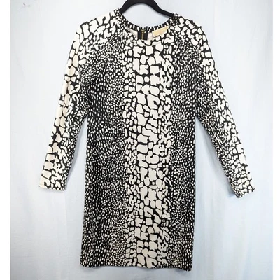 MICHAEL Michael Kors Black White Snake Print Long Sleeve Zipper Dress Size M - Image 1 of 4