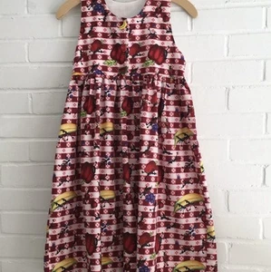 girls classic old style checkered summer picnic sleeveless jumper dress size 12 - Picture 1 of 8