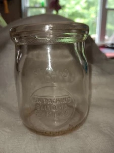 Wide Mouth Pt Sour Cream Jar H W Pachino Baltimore MD Permit 59 Emboss RARE 1944 - Picture 1 of 7