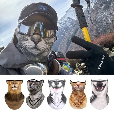 Silk Texture 3D Animal Balaclava 3D Pattern Breathable Bandana  Outdoor - Image 1 of 4