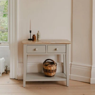 Hallway Console Table Wooden End Sofa Side 2 Drawer Florence Truffle Furniture - Image 1 of 4