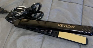 Revlon 1” RVST2046 Gold Black Ceramic Tourmaline Flat Iron Straightener - Tested - Picture 1 of 5