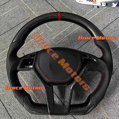 Volante de fibra de carbono real para Mercedes-Benz C350 W204 E350 CLA con paleta Foto 1 de 4