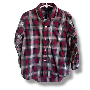 GAP Kids Red Blue Plaid Button Down Shirt XS 4-5 - Picture 1 of 4