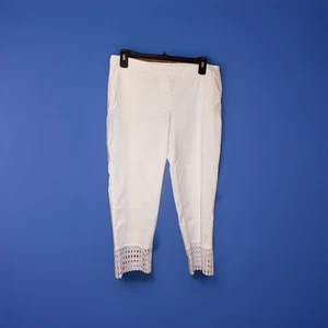 Zac & Rachel Damen Stretch weiß Hose Capri Spitzensaum Größe 10 - Bild 1 von 5