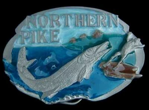 NORTHERN PIKE FISHING BELT BUCKLE NICE COLORS NEW! - Picture 1 of 2