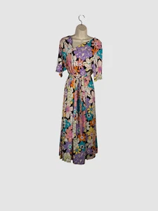 Msk Women's Black Asymmetric Self Tie Stretch Floral Printed Wrap Dress Size XL - Picture 1 of 2