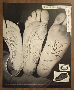 1995 Vans Grind Skater Sneakers The More You Live Bare Feet 90s Print Ad - Picture 1 of 2
