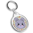 1X Round Keyring Face Mouse Green Background #59793