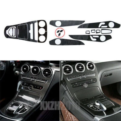 For Mercedes-Benz C200 C300 GLC 15-19 5D Glossy Carbon Fiber Interior Decal Trim - Image 1 of 4