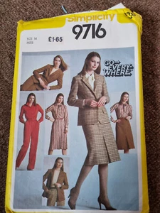 Simplicity Muster 9716 Misses' Shirt, Rock, Hose, gefütterte Jacke Gr. 14 - Bild 1 von 2