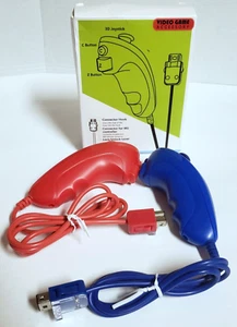 2 Pack Game Controller Remote For Wii Nunchuck of Nintendo Wii Red and Blue - Picture 1 of 8