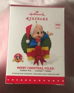Hallmark Ornament Merry Christmas Folks Looney Tunes Porky Pig 2015 - Picture 1 of 1