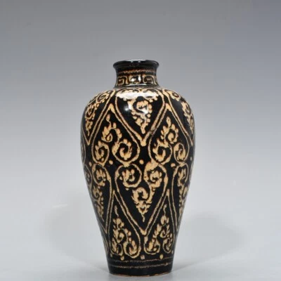 8,3-дюймовая фарфоровая ваза с узором из травы династии Сун Цзичжоу из фарфора - Изображение 1 из 4