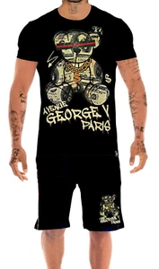 Avenue George V Paris Short Set Crystal Teddy Men's Black 2 piece set XL NWT - Picture 1 of 4