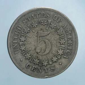 AMERICA 5 CENTS 1866 SHIELD NICKEL qBB MONETE DA COLLEZIONE - Foto 1 di 2