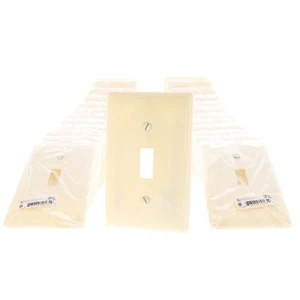 Hubbell NP1AL Almond 1-Gang Toggle Switch Unbreakable Standard Wallplates 25pcs - Afbeelding 1 van 4
