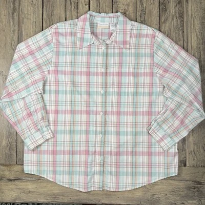 Alfred Dunner Rosa + Como Nuevo Pestaña Enrollable a Cuadros Botón Para Mujer Talla Grande 20W Foto 1 de 4