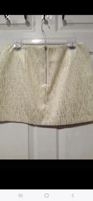 BCX White and Gold Mini Skirt Size 11 - Image 1 of 2