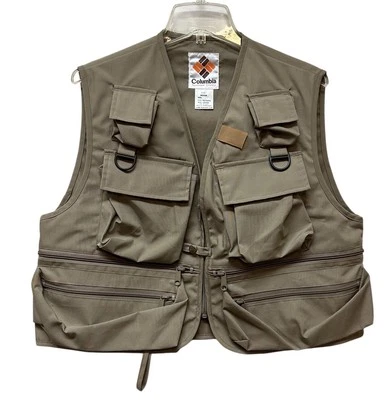 Colete Vintage Columbia Sportswear Pesca com Mosca Tamanho M Lona Bronzeado - Imagem 1 de 4