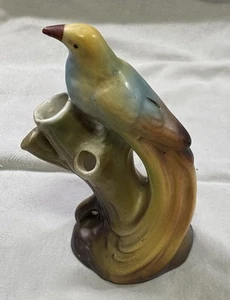 Vintage Bird Bud Vase Red Dime Mark Czech Pottery #16 Long Tail Fine Condition - Picture 1 of 8
