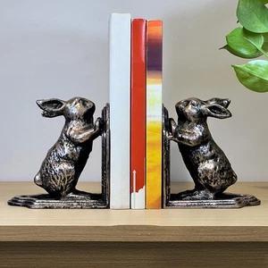 Sujetalibros de hierro fundido lindo conejito, conejo termina libro soporte para decoración del hogar Pascua,... - Imagen 1 de 5