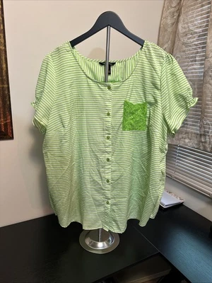 Blusa Millenium Para Mujer Plus Botón Frontal con Bolsillo de Encaje Talla 3X Foto 1 de 4