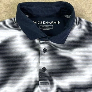 Mizzen + Main Men's Shirt Small Trim* Blue Polo Knit Stretch Striped Casual - Picture 1 of 10