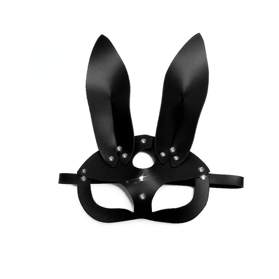 Hase Kaninchen Maske Ohren Kunstleder Deluxe Hasenohren Maskerade Halloween Maske - Bild 1 von 2