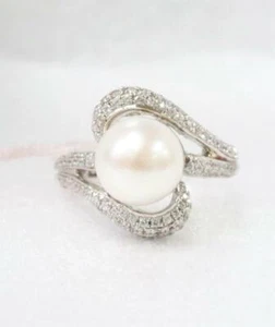 Amazing 8.50 CT 925 Sterling Silver Pearl & White Topaz Women's Anniversary Ring - Picture 1 of 4