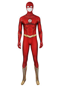 New The Superhero Men Barry Allen Cosplay Costume Halloween Outfit Jumpsuits 