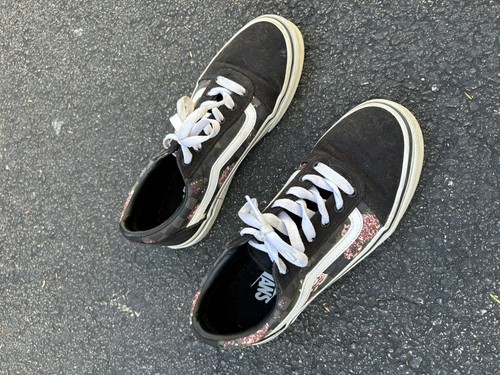 Scarpe sneakers Vans classiche bambina taglia 3 fiori nero bianco