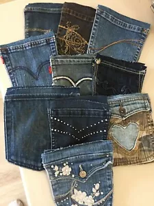 Fancy Denim Jean Pockets Lot of 20 in Matching Sets of Two 2a - Imagen 1 de 2