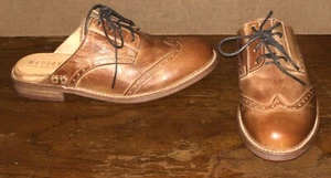 Bed Stu Mickie Size US 7 Women Brown Leather Lace Up Oxford Wingtip Mules Shoes - Picture 1 of 12