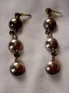 Women's Dangle Drop Earrings Silver Color Pierced Ears Casual Wear - Picture 1 of 11
