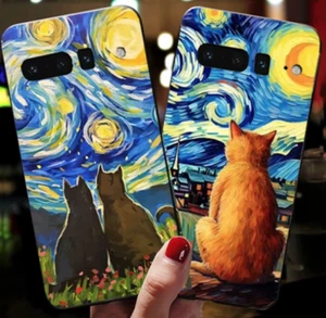 Cat Starry Night Art Chat Coque Cover Case For Google Pixel 8 Pro 8A Pixel 7 A - Photo 1 sur 6