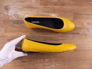 BOTTEGA VENETA Sunset Amarillo Intrecciato Cuero Tejido Ballet Pisos 10 40 Nuevo Con Etiquetas - Imagen 1 de 9