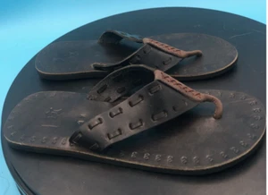 OAK Vera Belle Brown Leather Cross Slide Men's size 46 size 12 - Picture 1 of 4