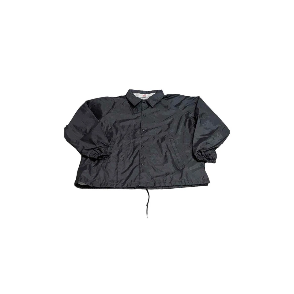 Soffe XL Blank Black Lined Snap Windbreaker Breakaway Track Jacket Vintage 80s - Image 1 of 4