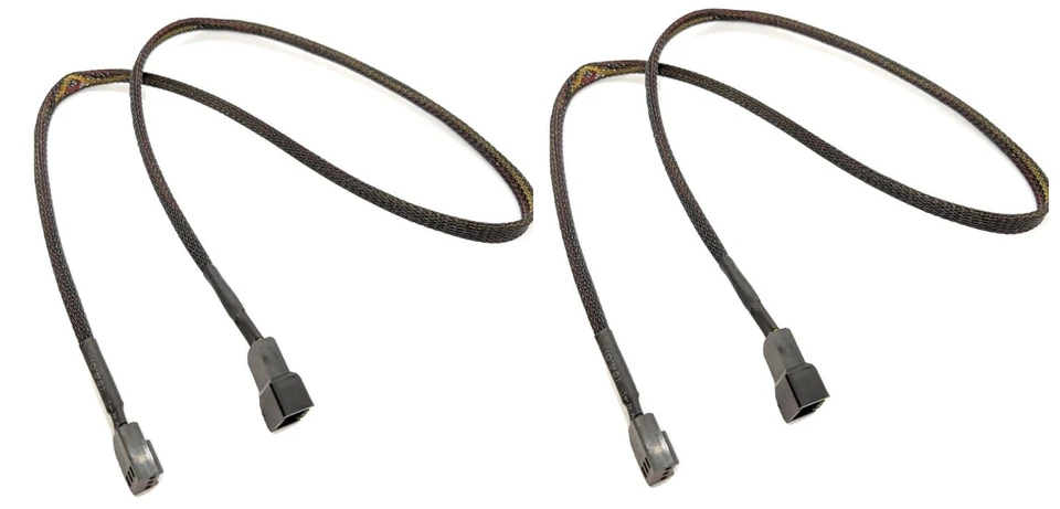 2 x 12" 3-Pin Computer Case Fan Male to Female Extension Adapter Cable Sleeved - Image 1 of 1