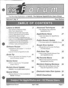 AppleWorks Forum Magazine, April 1990 for Apple II II+ IIe IIc IIgs - Picture 1 of 3