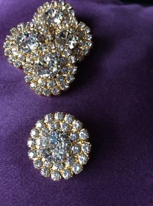 Rhinestone crystal buttons** gold tone setting**five**3/4"D**new - Picture 1 of 4