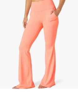 Beyond Yoga 187 Heather Rib All Day Flare Pant in Peach Sorbet Size M - Picture 1 of 12