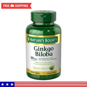 Nb Ginko Biloba 60mg Size 200ct Support Memory Brain Mild Anti Aging Natural - Picture 1 of 5