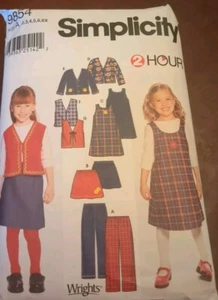 Simplicity 9854 Girls 2 Hour Pants Skirt Jumper Jacket Sewing Pattern Sz 2-6X - Picture 1 of 3