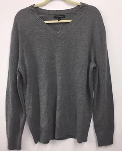 Banana Republic Pullover Merinowolle grau XL Kunstleder Ellenbogenpunkte NEU - Bild 1 von 6